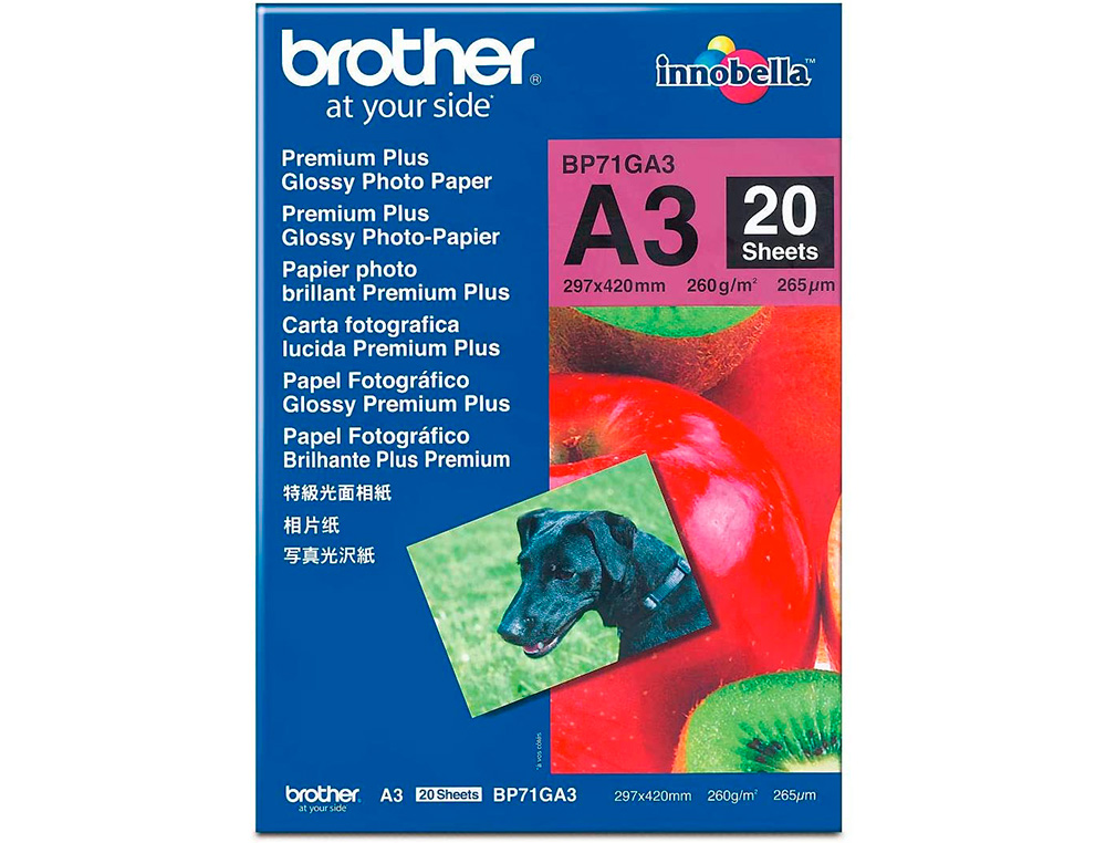 BROTHER - Papel foto brillante a3 260g/m2 paquete 20 hojas (Ref. BP71GA3)