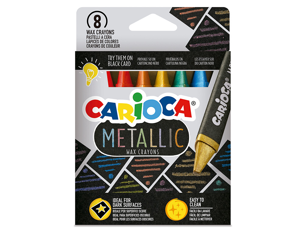 CARIOCA - Lapices de cera metallic triangular caja de 8 colores surtidos (Ref. 43163)