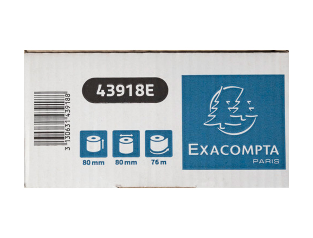 EXACOMPTA - Rollo sumadora safe contact termico 80 mm x 80 mm 52 g/m2 (Ref. 43918E)