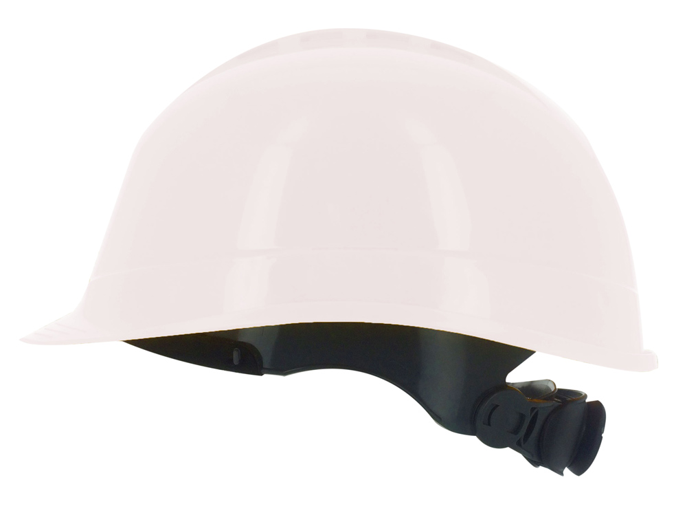 FARU - Casco de proteccion polietileno con ruleta y atalaje 6 puntos ventilado color blanco (Ref. 1470RV-BL)