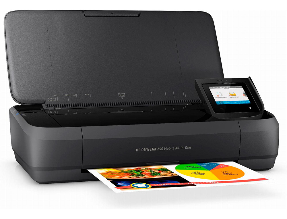 HP - Equipo multifuncion portatil officejet 250 wifi 4800x1200 tinta 10 ppm negro 7 color ppm escaner copiadora (Ref. CZ992A) (Canon L.P.I. 5,25€ Incluido)