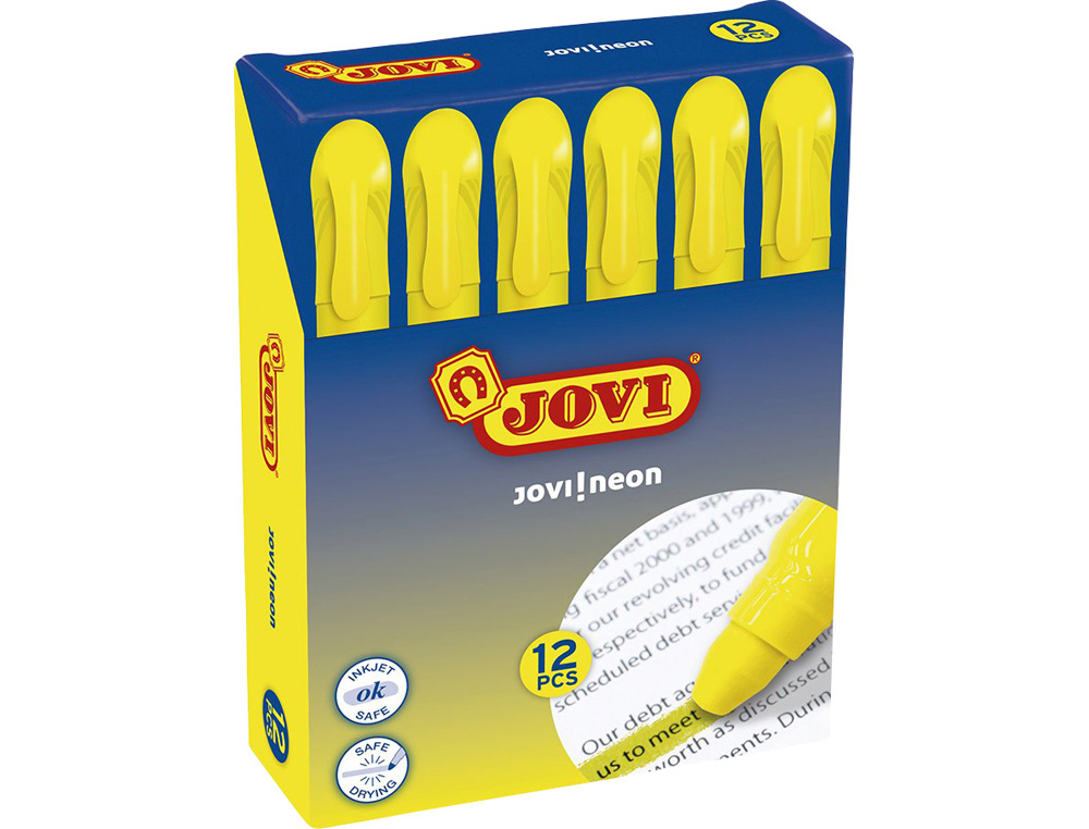 JOVI - Marcador de cera gel fluorescente amarillo caja de 12 unidades (Ref. 1817)