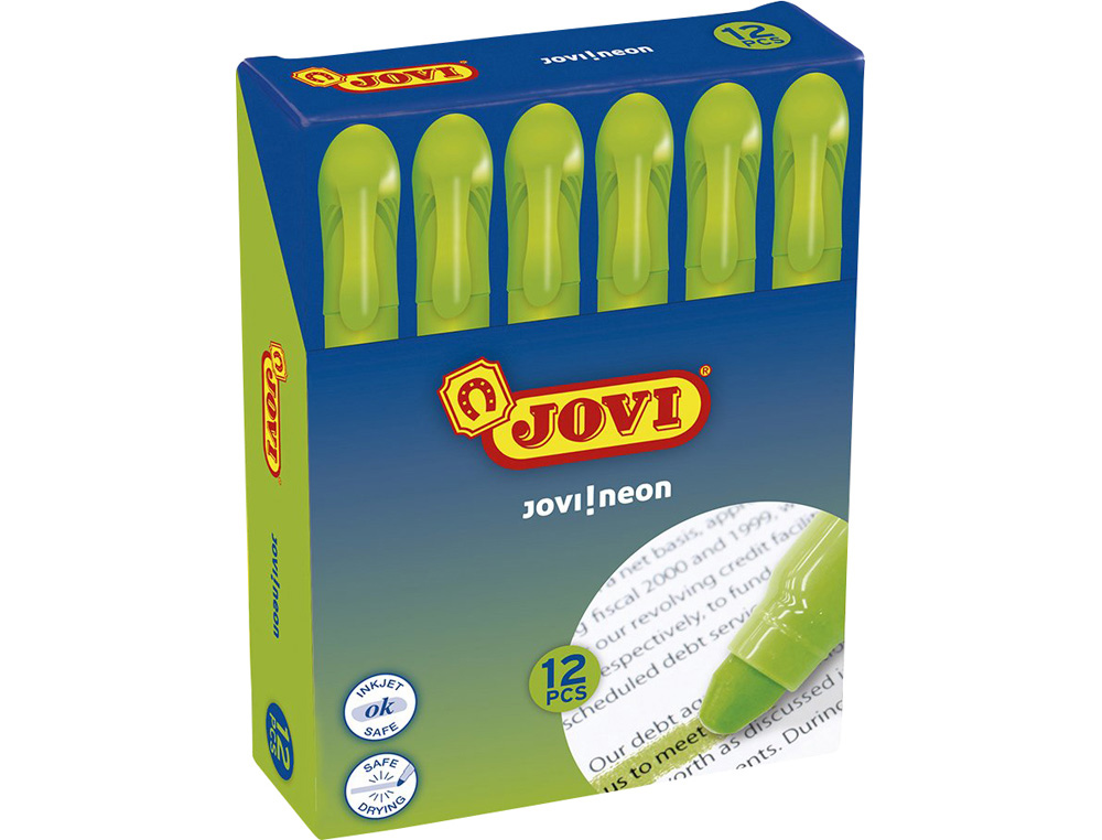 JOVI - Marcador de cera gel fluorescente verde caja de 12 unidades (Ref. 1818)