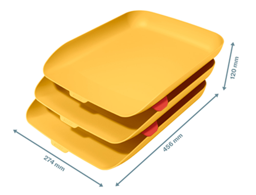 LEITZ - Bandeja sobremesa plastico cosy set de 3 unidades amarillo 274x120x456 mm (Ref. 53582019)