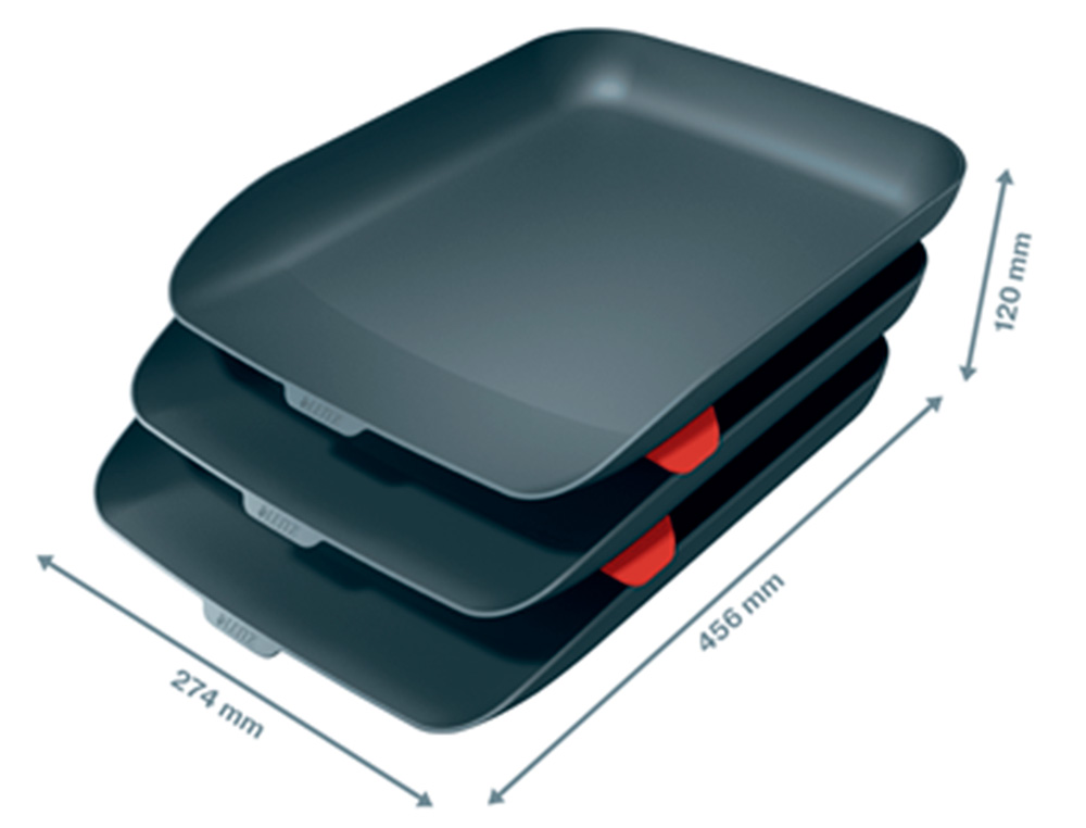 LEITZ - Bandeja sobremesa plastico cosy set de 3 unidades gris 274x120x456 mm (Ref. 53582089)