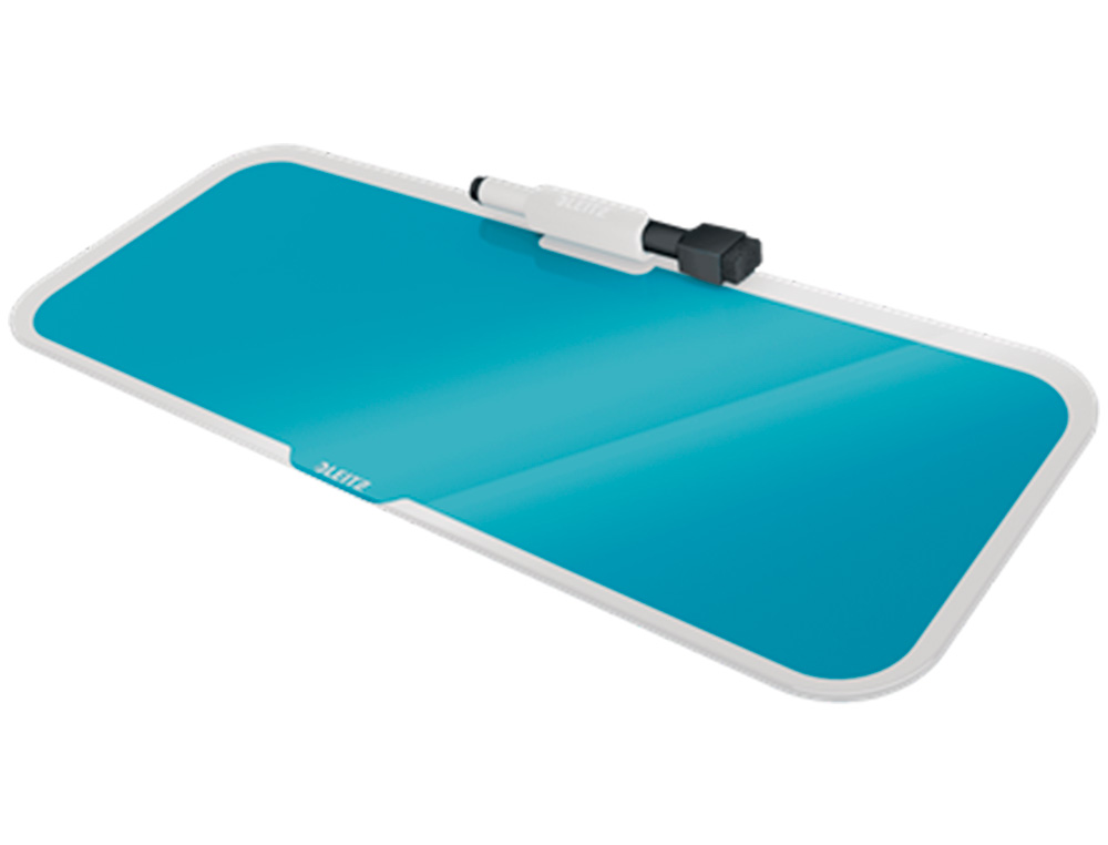 LEITZ - Pizarra cosy sobremesa cristal con rotulador y borrador azul 150x60x380 mm (Ref. 52690061)