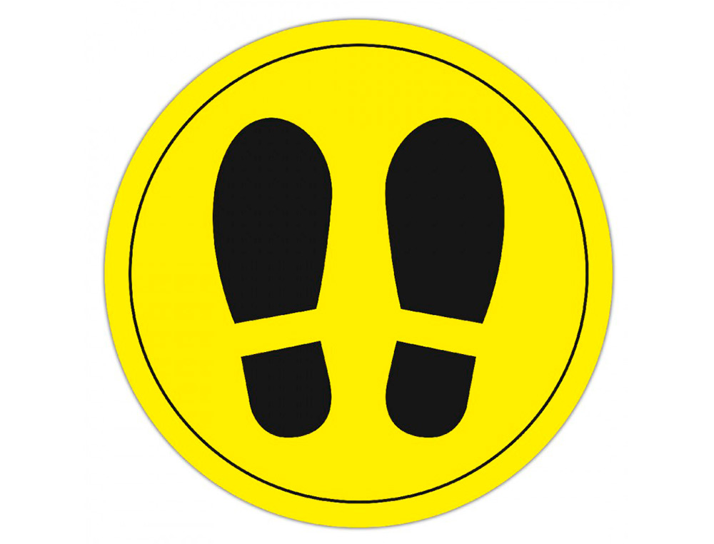 APLI - Circulo de señalizacion adhesivo para suelo pvc 100 mc pies color amarillo/negro diametro 30 cm (Ref. 18597)