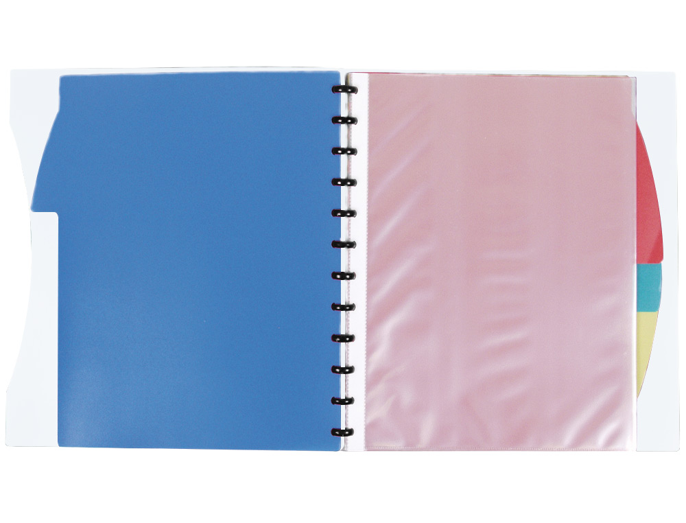 LIDERPAPEL - Carpeta A4 con 40 fundas intercambiables 5 sep sobre y gomilla portada y lomopersonalizable transparente (Ref. JC33)