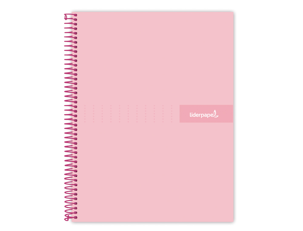 LIDERPAPEL - Cuaderno espiral A4 micro crafty tapa forrada 120h 90 gr cuadro 5 mm 5 bandas 4 colores color rosa (Ref. BA93)
