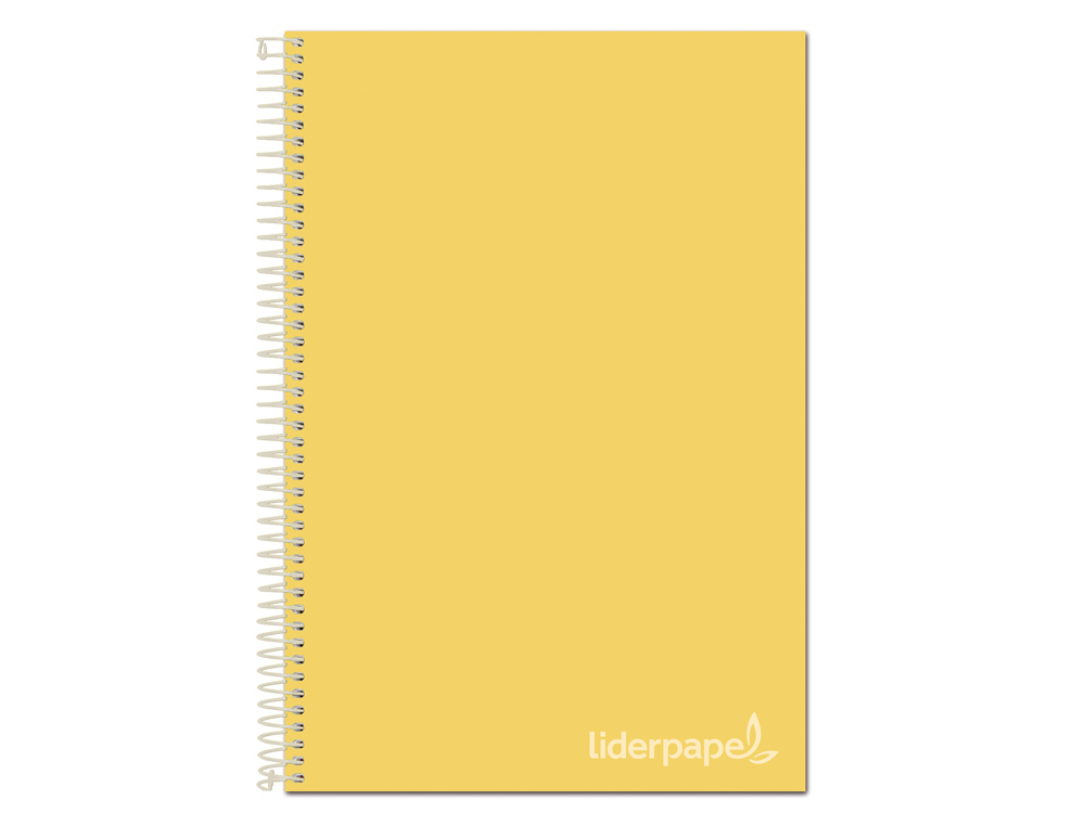 LIDERPAPEL - Cuaderno espiral A4 micro jolly tapa forrada 140h 75 gr cuadro 5mm 5 bandas4 taladros color amarillo (Ref. BA95)
