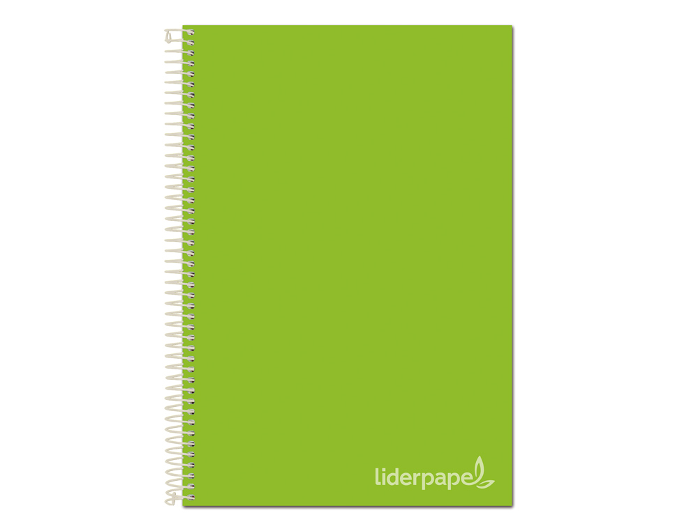 LIDERPAPEL - Cuaderno espiral A4 micro jolly tapa forrada 140h 75 gr cuadro 5mm 5 bandas 4 taladros color verde (Ref. BA96)