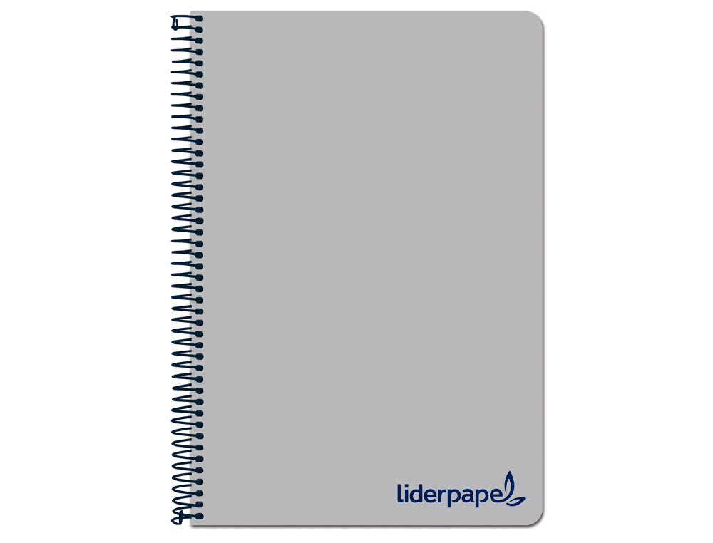 LIDERPAPEL - Cuaderno espiral A4 micro wonder tapa plastico 120h 90 gr cuadro 5 mm 5 bandas 4 taladros color gris (Ref. BA87)