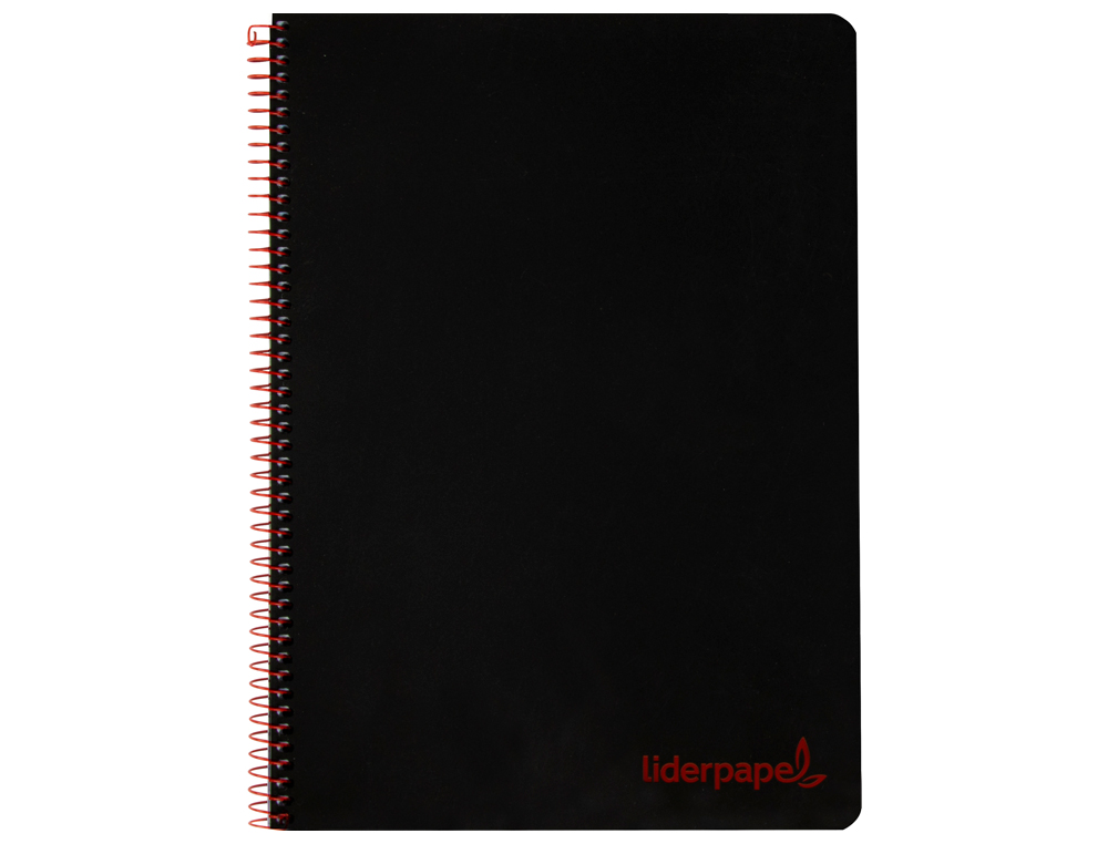 LIDERPAPEL - Cuaderno espiral A4 micro wonder tapa plastico 120h 90 gr cuadro 5 mm 5 bandas 4 taladros color negro (Ref. BA85)
