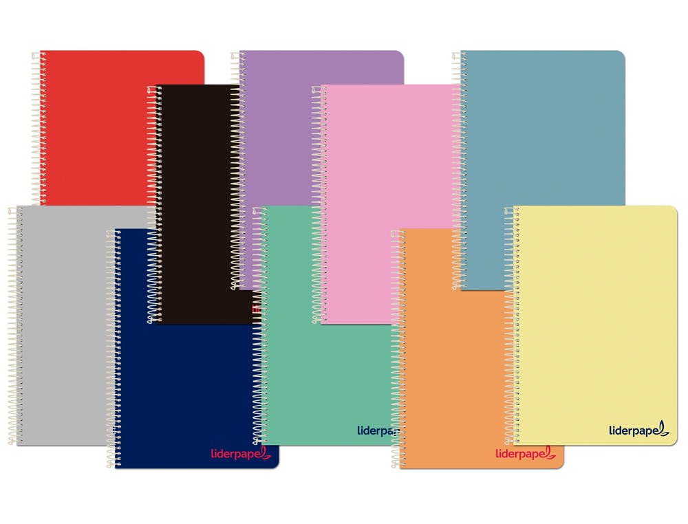 LIDERPAPEL - Cuaderno espiral A4 wonder tapa plastico 80h 90gr pauta ancha 3,5mm con margen colores surtidos (Ref. WD01)
