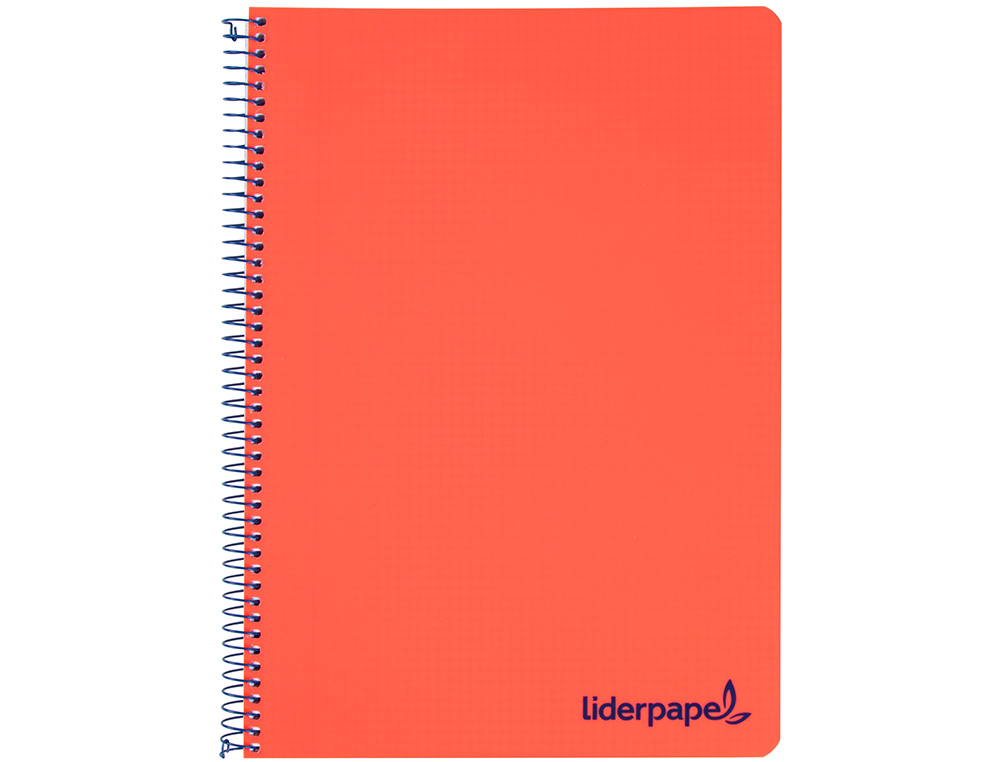 LIDERPAPEL - Cuaderno espiral a5 micro wonder tapa plastico 120h 90g cuadro 5mm 5 bandas 6 taladros color rojo (Ref. BJ70)