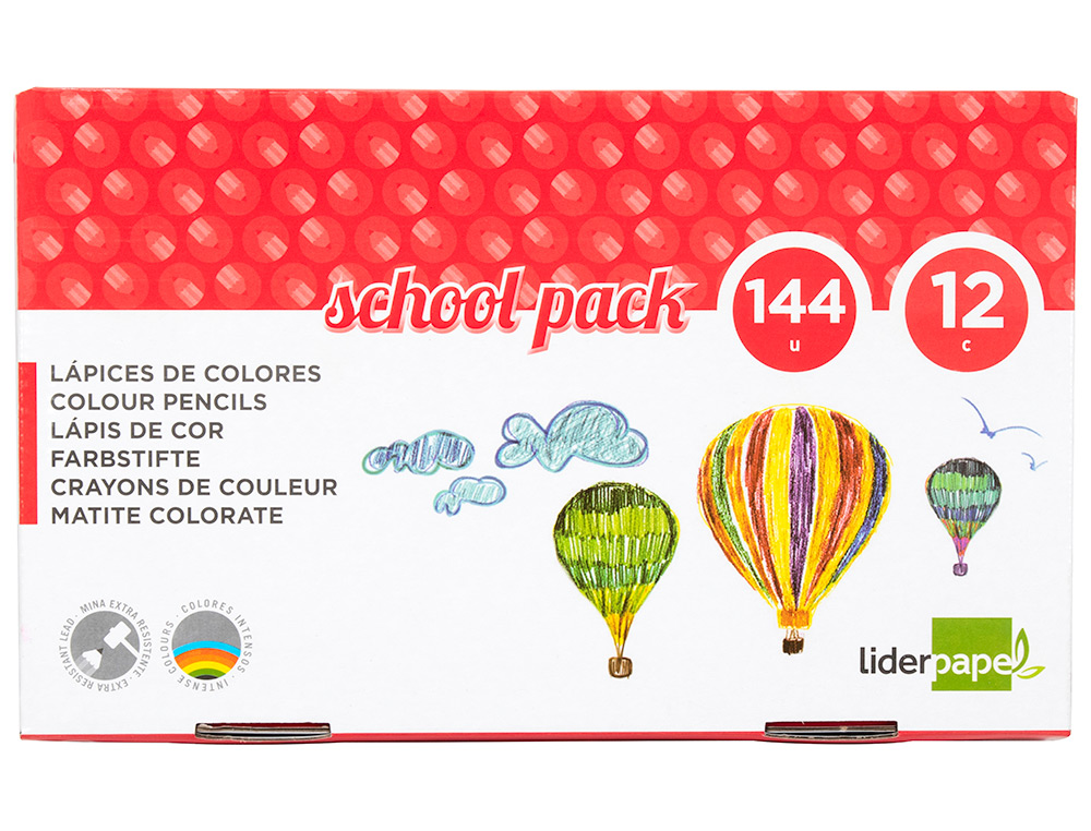 LIDERPAPEL - Lapices de colores school pack de 144 unidades 12 colores x 12 unidades (Ref. LC11)