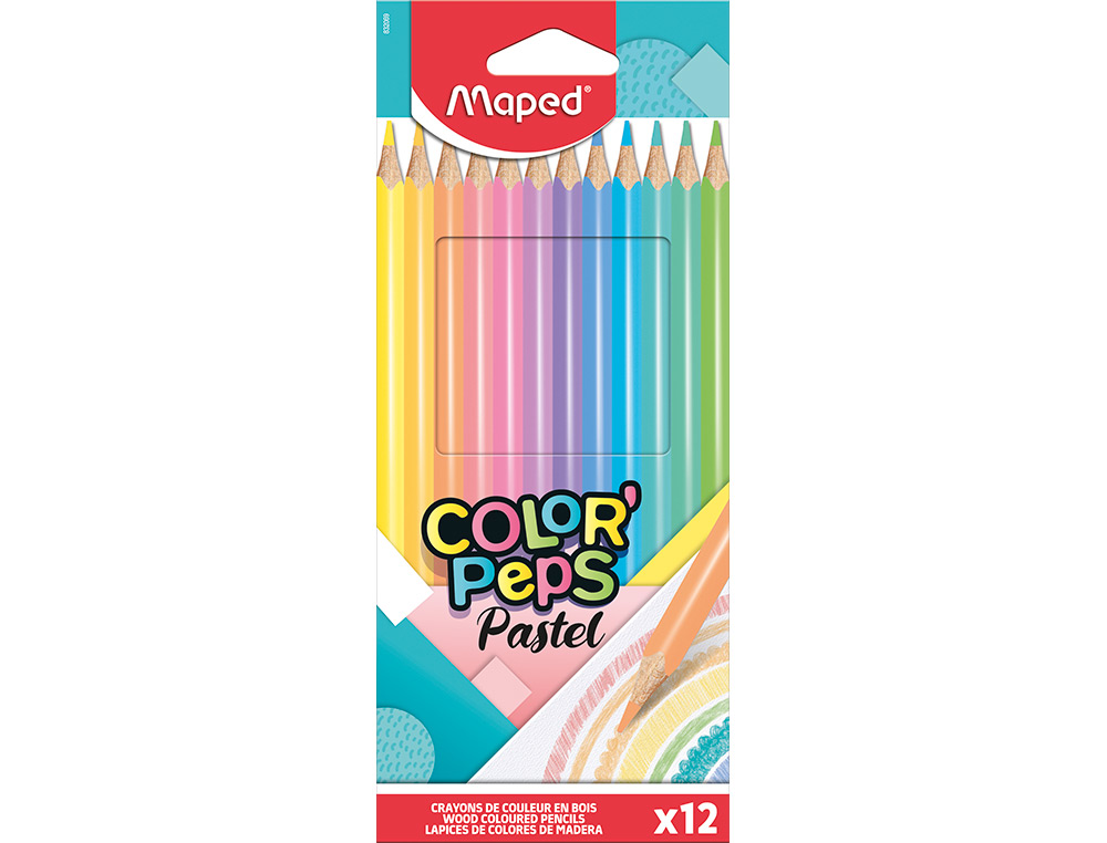 MAPED - Lapices de colores color peps caja de 12 colores pastel surtidos (Ref. 832069)