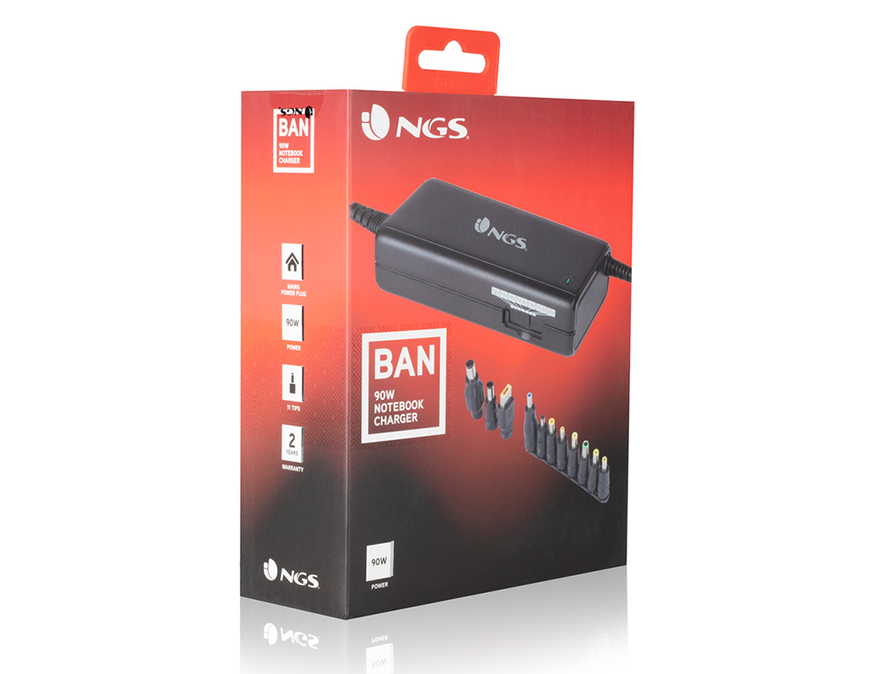 NGS - Adaptador de corriente manual laptop 90w con 11 adaptadores (Ref. BAN)