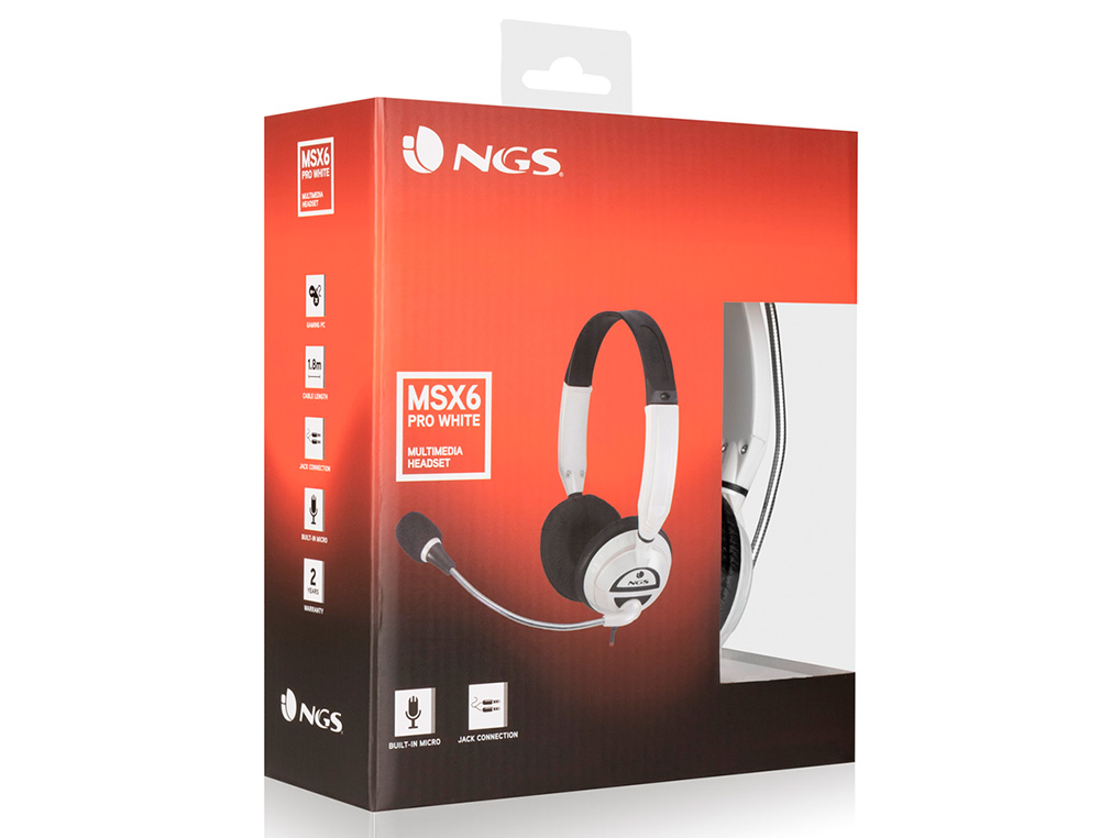NGS - Auricular headset msx6 pro con microfono diadema ajustable jack 3,5 mm y control de volumen (Ref. MSX6PRO)