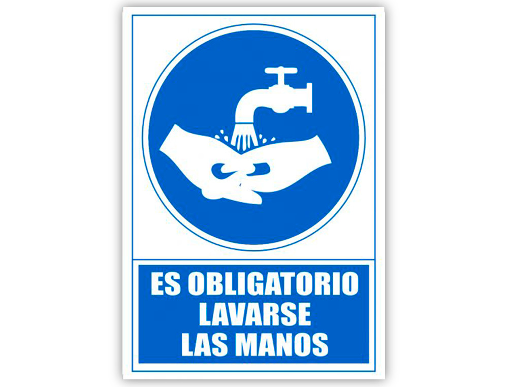 ARCHIVO 2000 - Pictograma obligatorio lavarse las manos pvc color azul 210x297 mm (Ref. 6173-13 AZ)