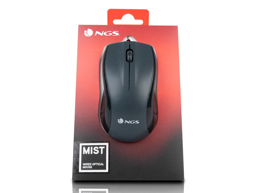 NGS - Raton wired mist optico con cable 1000 dpi ambidiestros usb color negro (Ref. MIST)