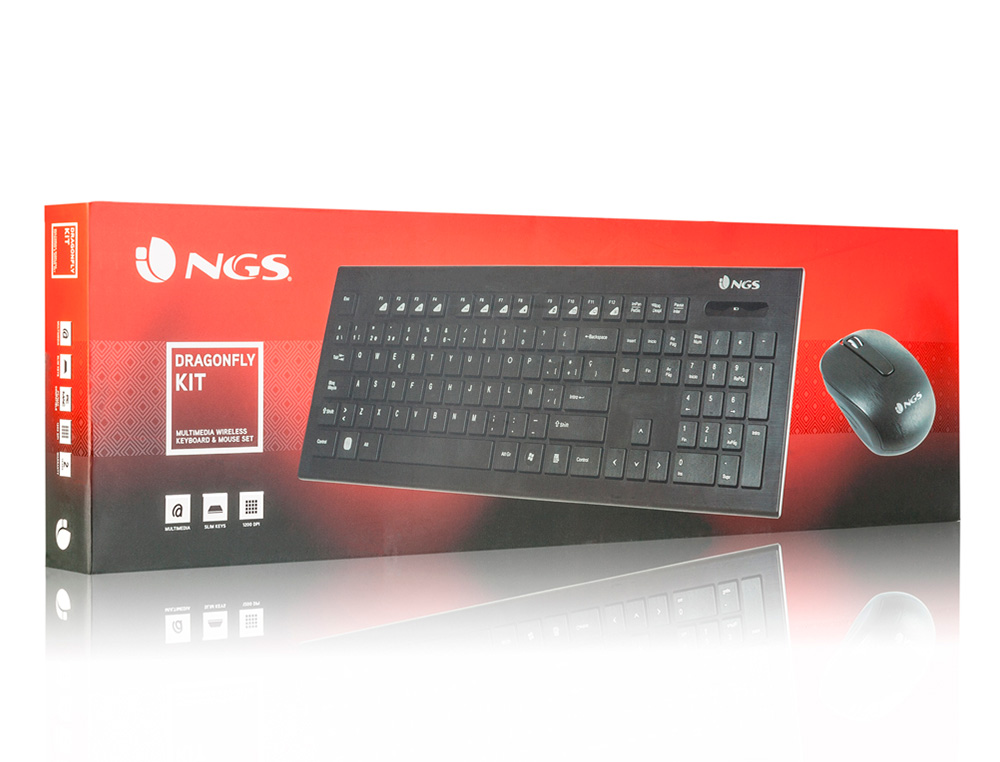 NGS - Set teclado y raton dragonfly multimedia inalambrico usb nano 2,4 ghz color negro (Ref. DRAGONFLYKIT)