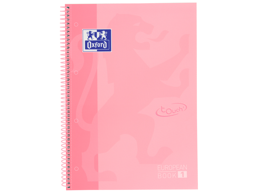 OXFORD - Cuaderno espiral ebook 1 school touch te din a4+ 80 hojas cuadro 5 mm con margen flamingo pastel (Ref. 400117272)