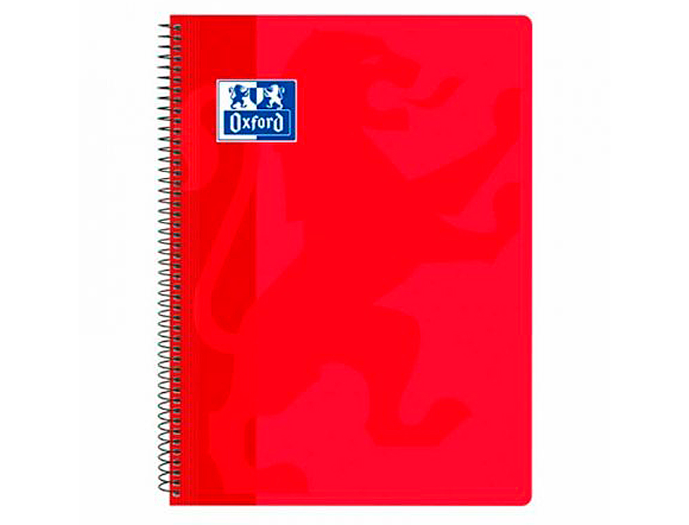 OXFORD - Cuaderno espiral school classic tapa polipropileno folio 80 hojas cuadro 4 mm con margen rojo (Ref. 400079660)