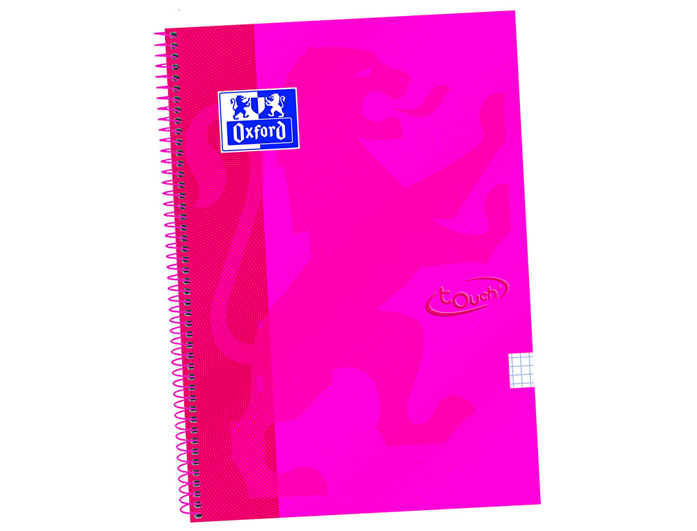 OXFORD - Cuaderno espiral tapa extradura folio 80 h cuadricula 4 mm rosa frambuesa touch (Ref. 400075611)