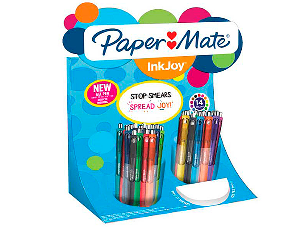 PAPERMATE - Boligrafo paper mate inkjoy retractil gel pen trazo 0,7 mm expositor de 60 unidades colores surtidos (Ref. 1959464)
