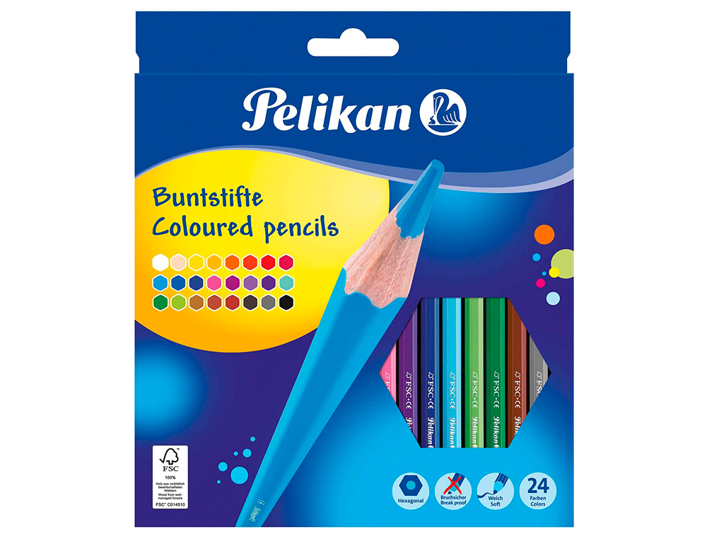 PELIKAN - Lapices de colores hexagonales 24 colores caja de carton (Ref. 724013)