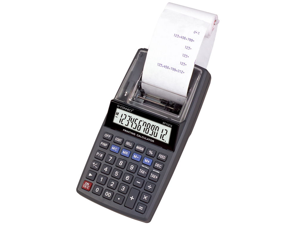 Q-CONNECT - Calculadora impresora pantalla papel kf11213 12 digitos negra (Ref. KF11213)