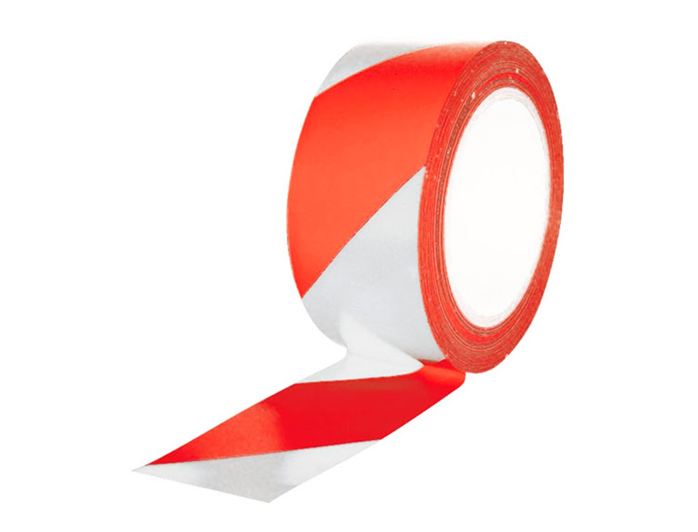 Q-CONNECT - Cinta adhesiva de seguridad blanca y roja 20 mt x 48 mm (Ref. KF10397)