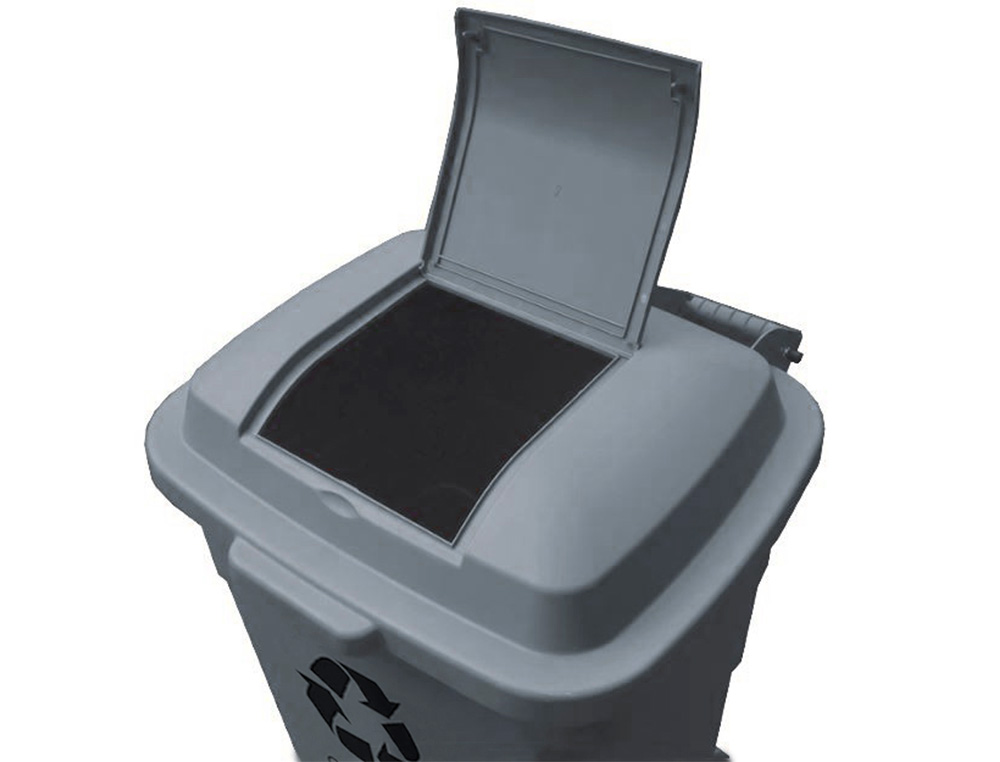 Q-CONNECT - Papelera contenedor plastico con tapadera 240l color gris 1040x610x610 mm con ruedas (Ref. KF11291)