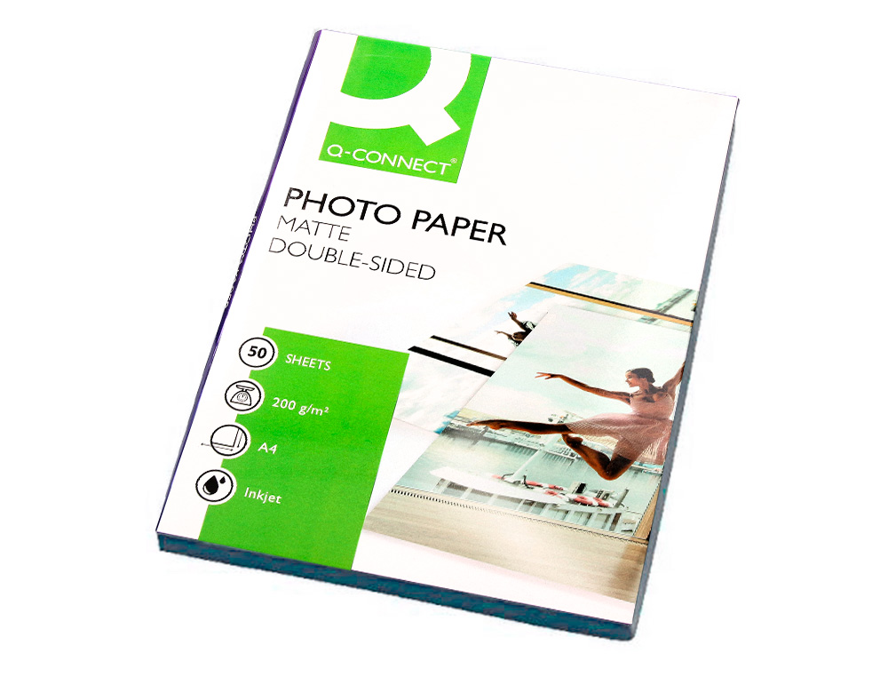 Q-CONNECT - Papel foto mate doble cara din A4 para fotocopiadoras e impresoras ink jet bolsa de 50 hojas 220 (Ref. KF11225)