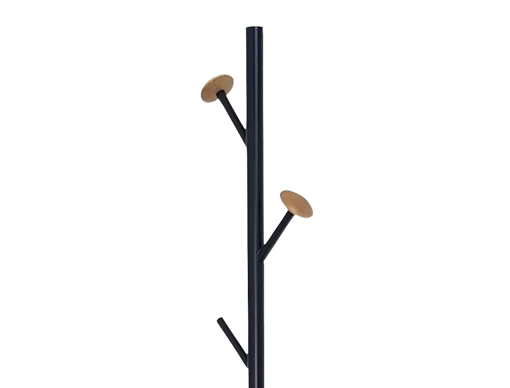 Q-CONNECT - Perchero metalico negro con detalles de madera 5 colgadores 177x28,5 cm (Ref. KF17287)