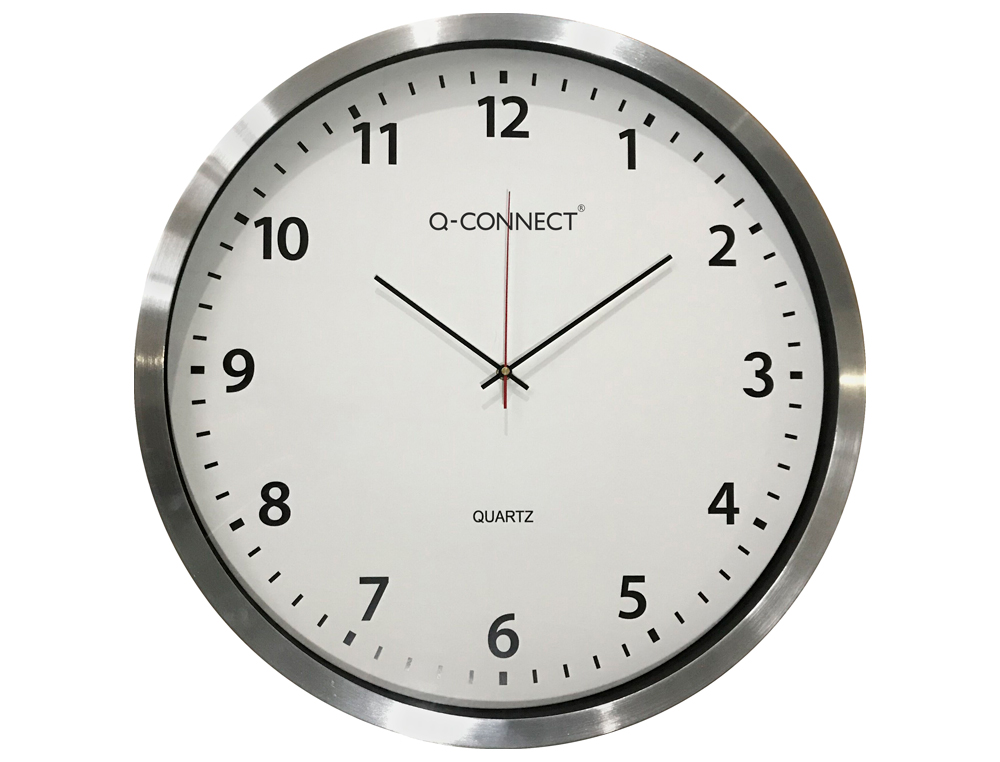 Q-CONNECT - Reloj de pared plastico oficina redondo 50 cmmarco cromado (Ref. KF11216)