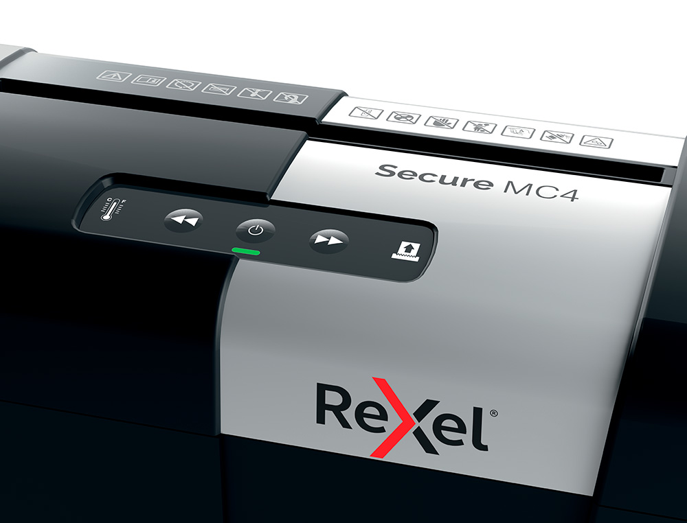 REXEL - Destructora de documentos secure mc4 capacidad 4 hojas micro corte destruye grapas y clips (Ref. 2020129EU)