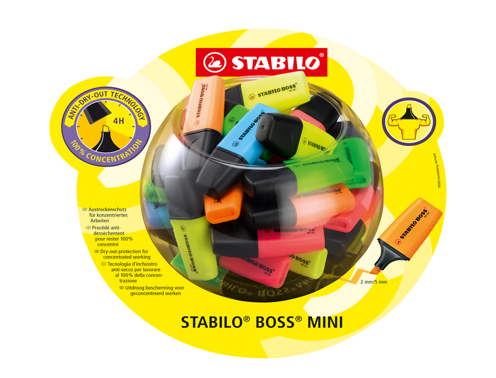 STABILO - Rotulador boss mini fluorescente expositor bombonera de 50 unidades colores surtidos (Ref. 07/50-1)