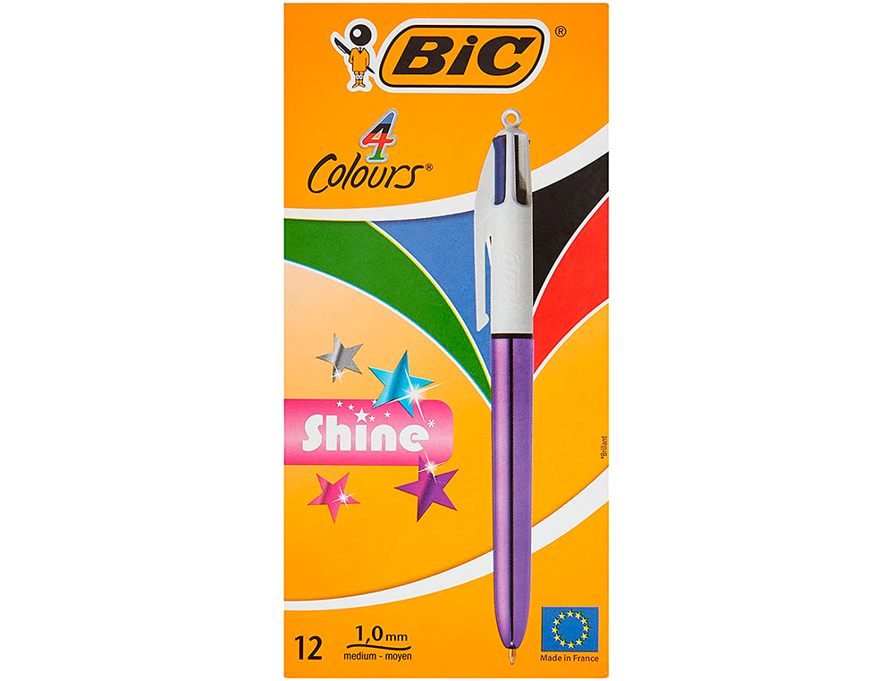 BIC - Boligrafo cuatro colores shine morado punta de 1 mm (Ref. 982876)