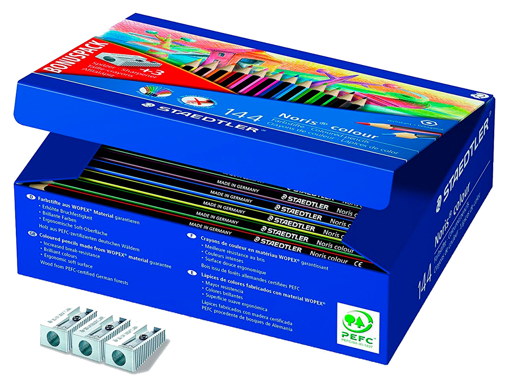 STAEDTLER - Lapiz de color wopex ecologico caja de 144 unidades surtidas 12 colores surtidos (Ref. 185 C144)
