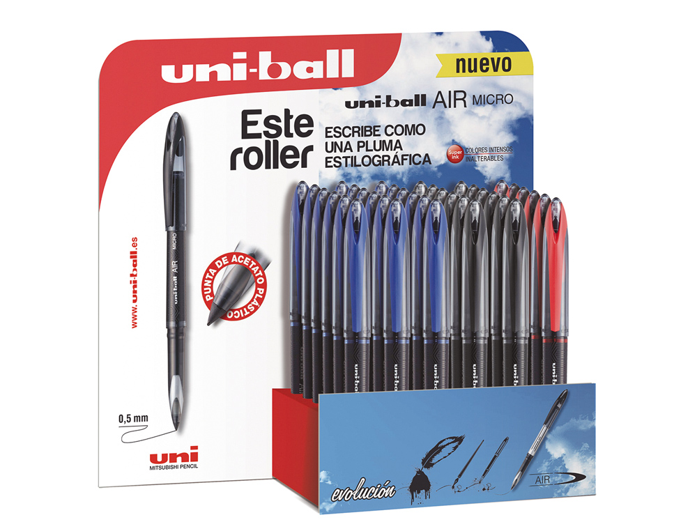 UNIBALL - Boligrafo uni-ball roller air uba-188-m 0,5 mm tinta liquida 3d expositor de 36 unidades (Ref. 182634484)