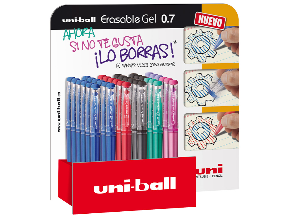 UNIBALL - Rotulador uni-ball roller uf-222 tinta gel borrable 0,7 mm expositor de 36 unidades colores surtidos (Ref. 182634756)