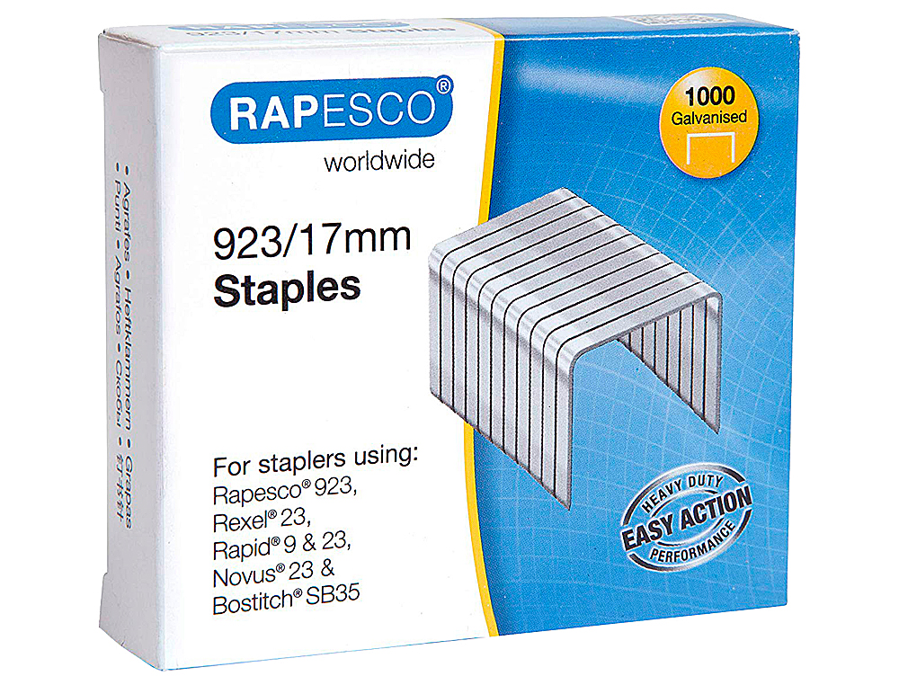 RAPESCO - Caja 1000 grapas galvanizadas 923/17mm (Tipo 23) (Ref.1240)