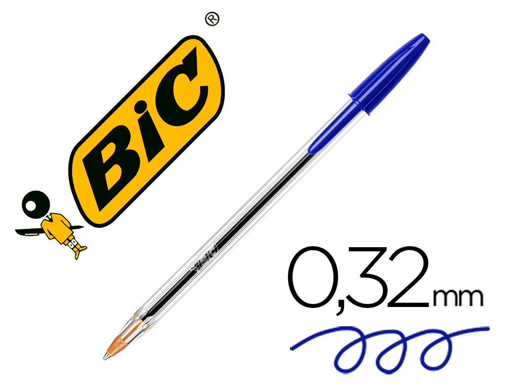 BIC - Blister 5 bolígrafos Cristal azules. Trazo 0,4mm. (Ref.802052)