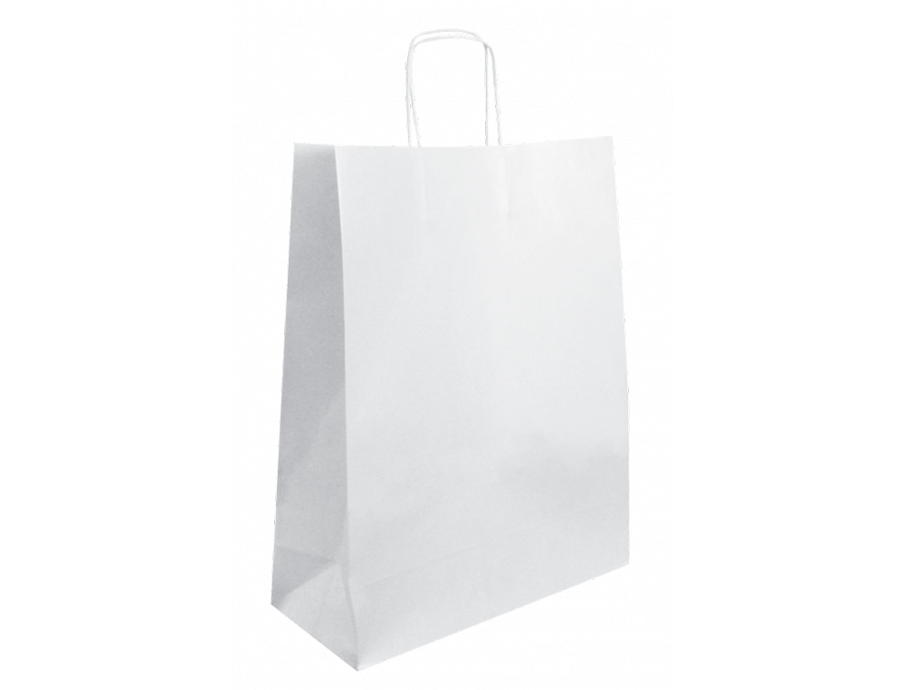 BLANCA - Bolsa de papel basika celulosa blanco asa retorcida tamaño \&quot;l\&quot; 320x140x400 mm (Ref. 02104013)