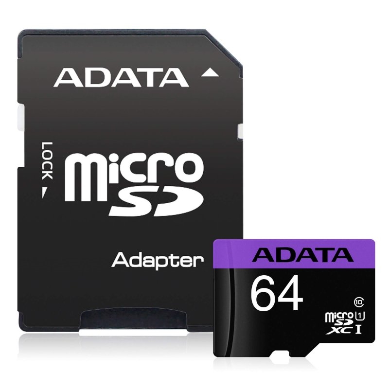 ADATA - MicroSDHC 64GB UHS-I CLASS10 c/adapt (Canon L.P.I. 0,24€ Incluido) (Ref.AUSDX64GUICL10-RA1)