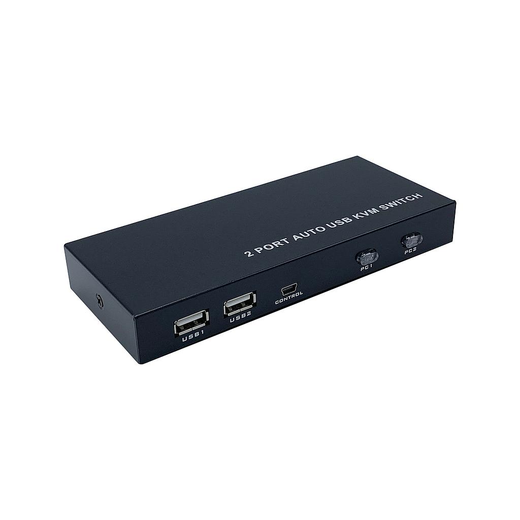 AISENS - CONMUTADOR KVM HDMI 4K@60HZ USB 1U-2PC CON FUENTE ALIMENTACIÓN, NEGRO (Ref.A111-0400)