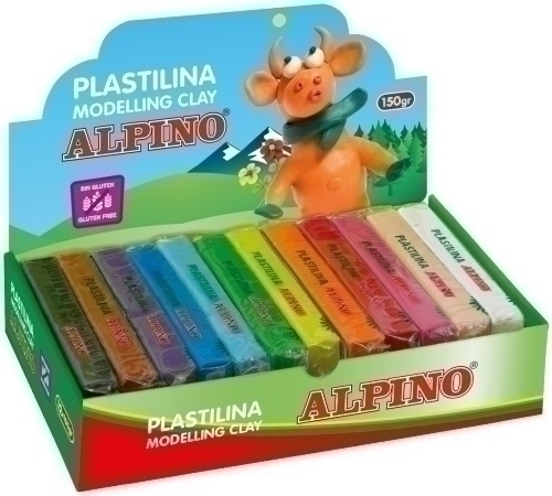 ALPINO - PLASTILINA STANDARD 150.GR CAJA 12 SURTIDAS (Ref.DP000918)