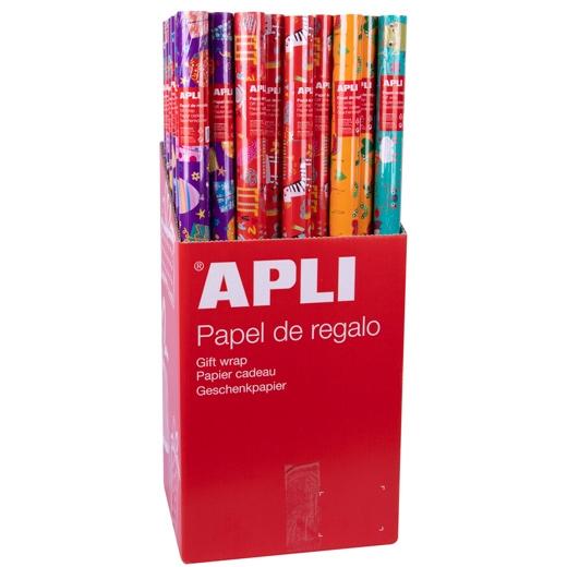APLI - EXPOSITOR PAPEL DE REGALO INFANTIL ROLLO 0,7X2M COLORES SURTIDOS -55U- (Ref.14002)